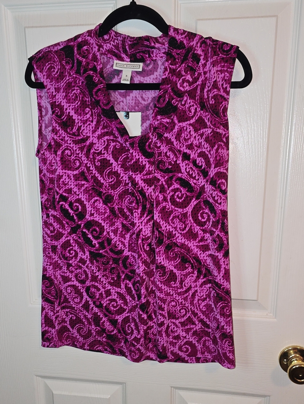 Dana Buchman Women's Pink Patterned Sleeveless Top